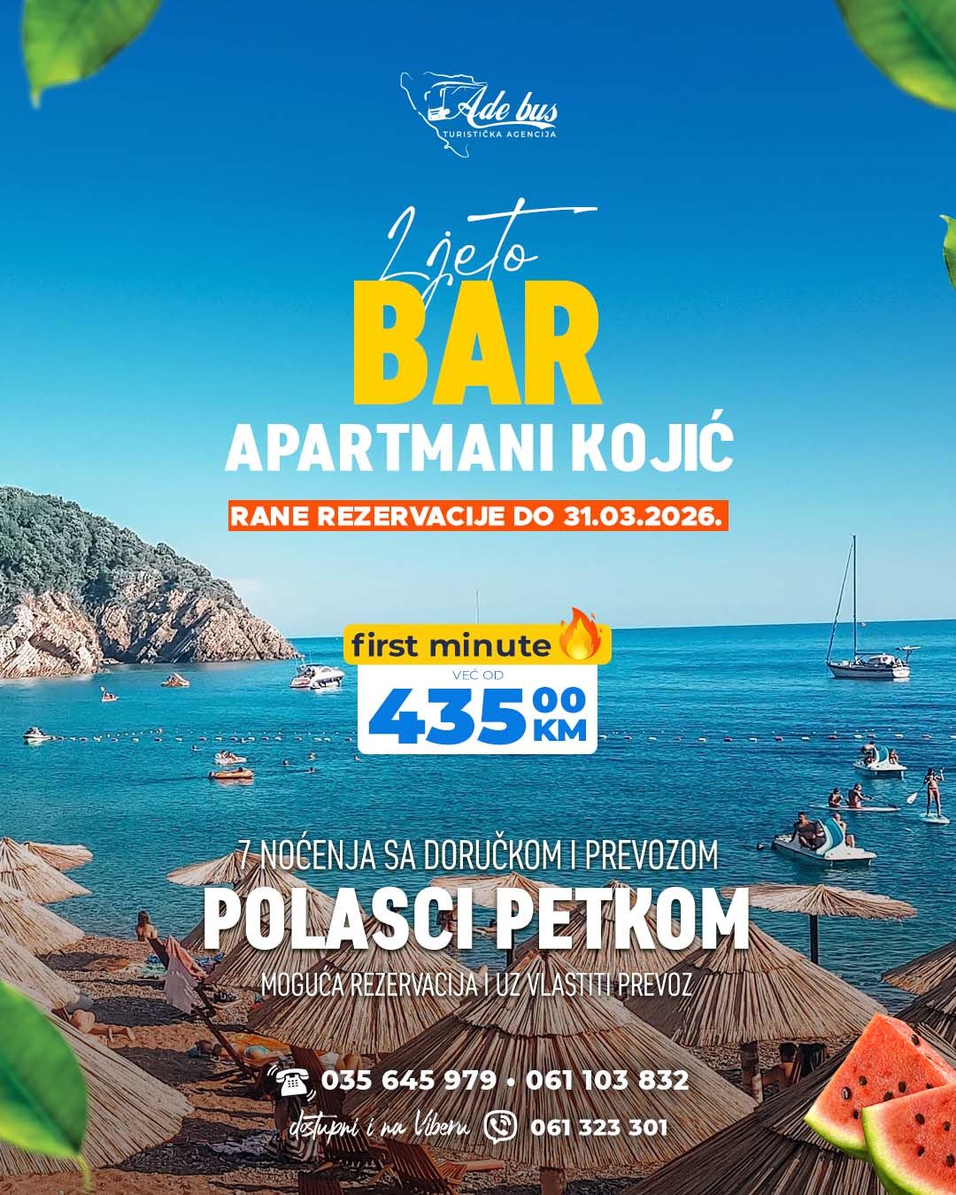 Ljeto 2026: BAR – Apartmani Kojić