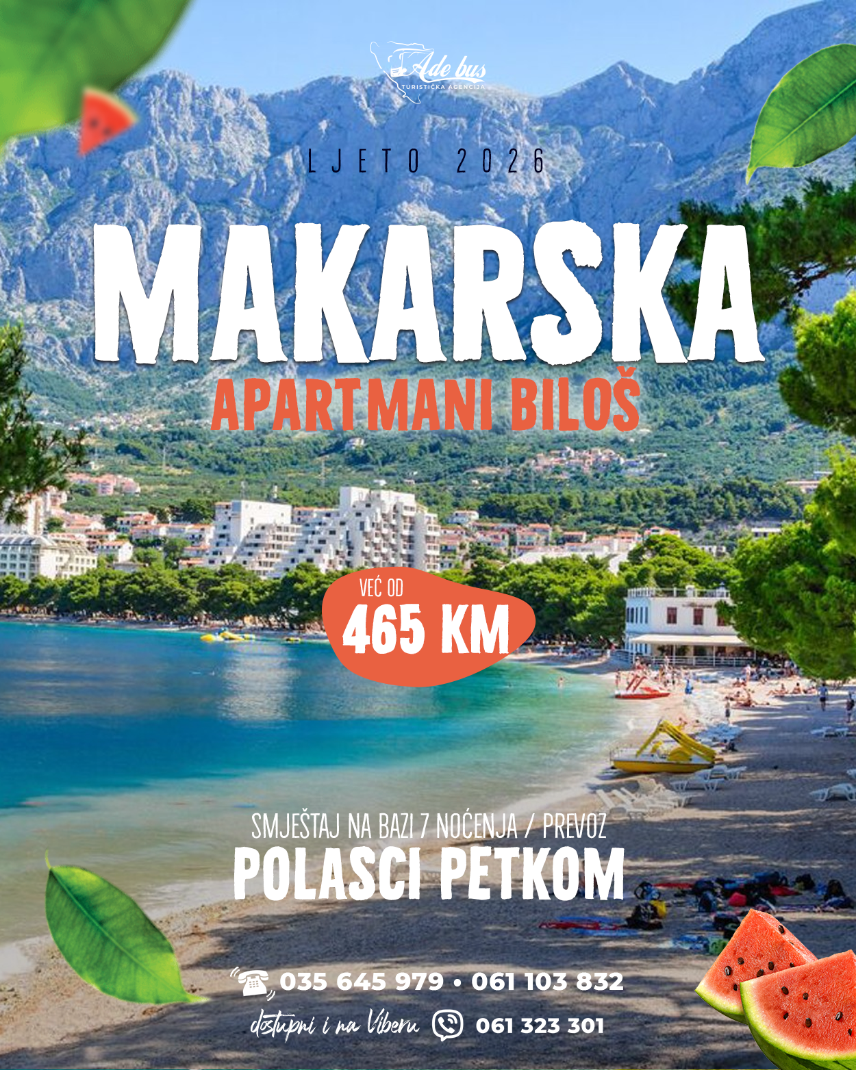 LJETO 2026: MAKARSKA – APARTMANI BILOŠ