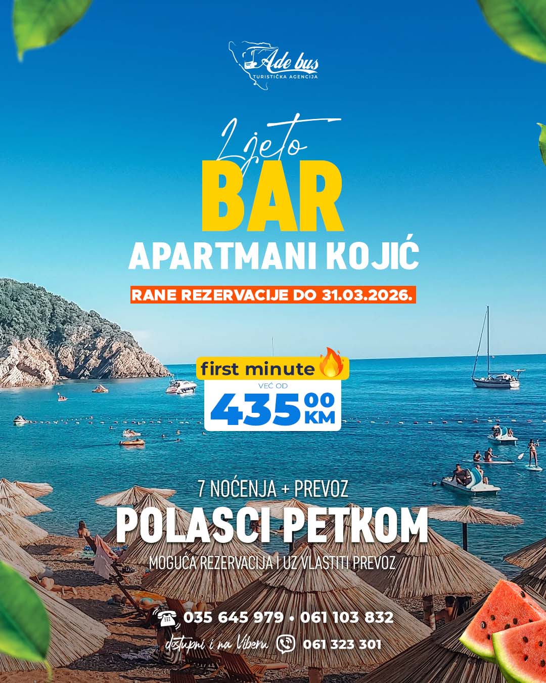 Ljeto 2026: BAR – Apartmani Kojić