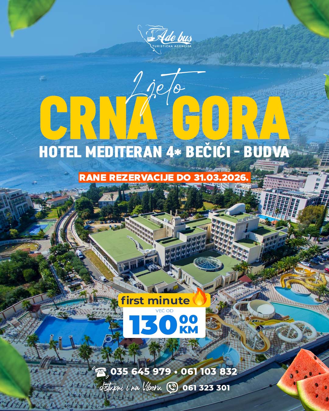 Ljeto 2026: Hotel Mediteran 4* Bečići