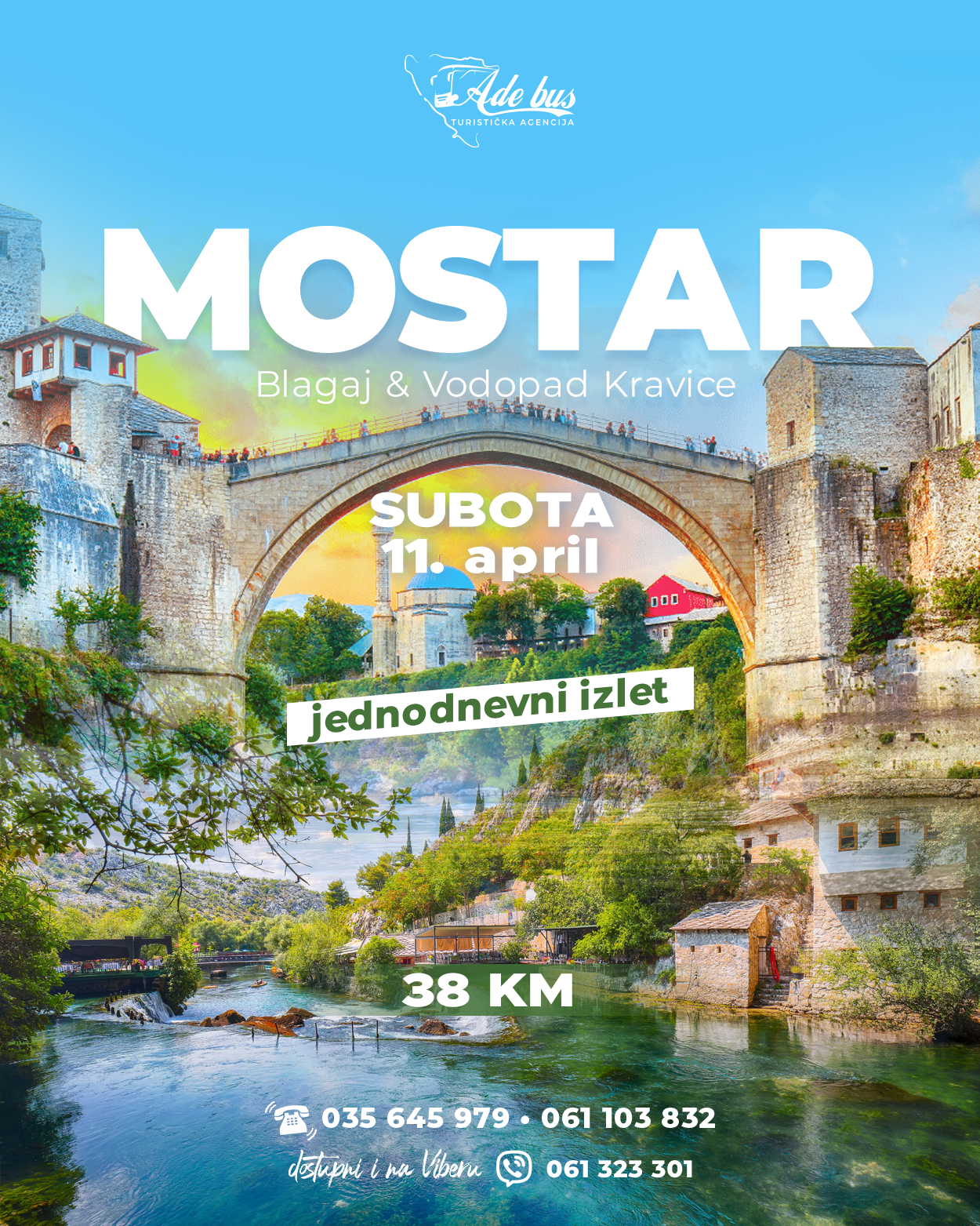 Mostar & vodopad Kravice & Blagaj | 11.04.2026 SUBOTA