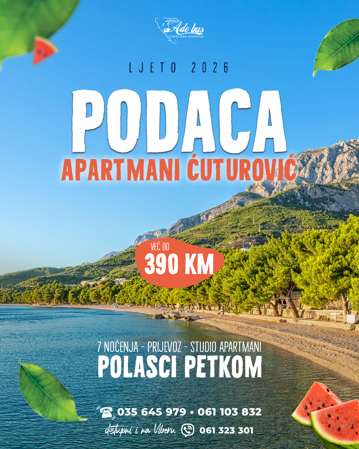 Ljeto 2026: Podaca – Apartmani Ćuturović